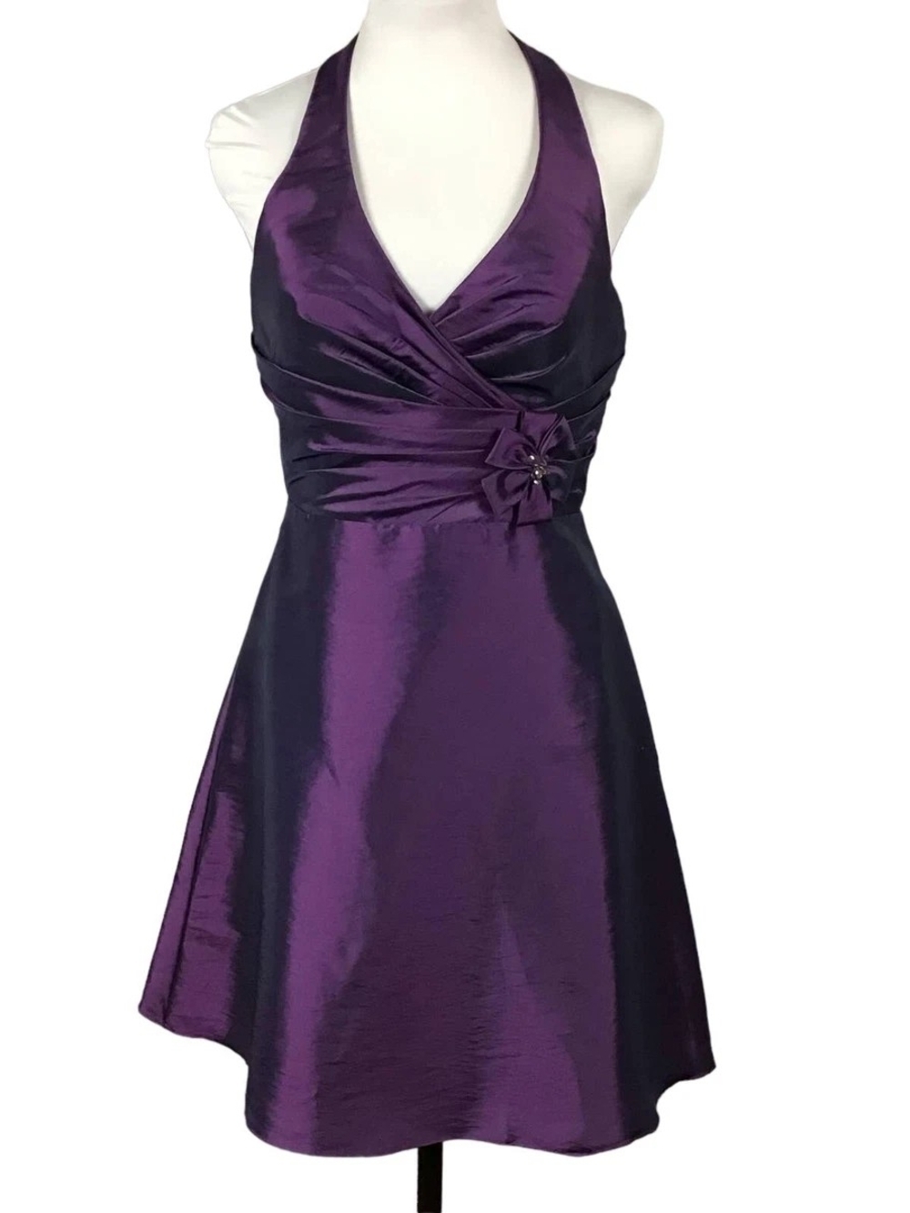 DaVinci Purple Halter Cocktail Dress